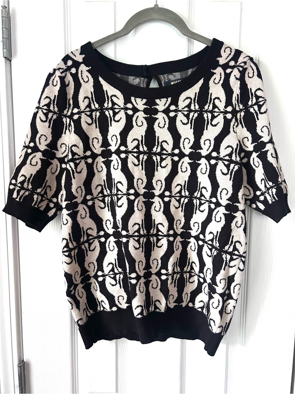 Anthropologie Maeve Dog Print Knit Sweater Top Medium